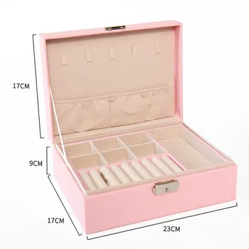 

New leather jewelry box for South Korea Multilayer high-capacity PU storage box with multi-function