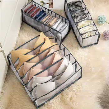

3PCS Nylon Underwear Storage Box Bra Storage Case Underwear Organizer Box Multi-purpose Grids Container for Socks Bra Underwear
