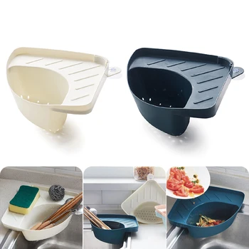 

Kitchen Triangular Sink Strainer Drain Vegetable Fruit Drainer Basket Suction Cup Sponge Rack Storage ToolSink Filter Shelf