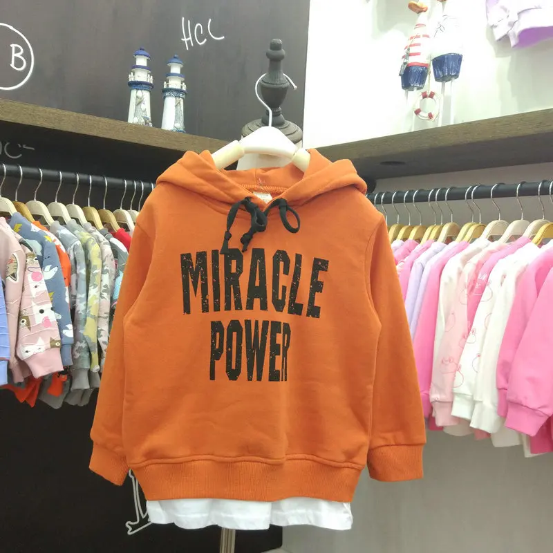 

CHILDREN'S Jacket 2018 Spring New Style Two Rows of Lettered BOY'S Girls Korean-style Hoodie Solid Color Joint Women's Sweats &