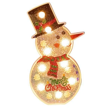 

DIY LED Diamond Painting Night Light Christmas Snowman Cross Stitch Embroidery Special Shape Wedding Decoration