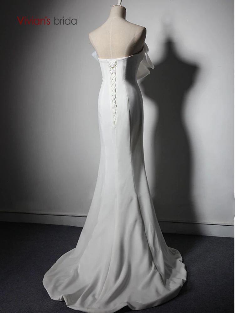 Vivian's Bridal прекрасное вечернее платье с большим бантом сексуальное, с лифом сердечком, с открытой спиной и шлейфом шифоновое платье Элегантное Длинное торжественное платье