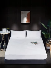  Waterproof Bed Mattress Cover Elastic Solid Color Fitted Bed Sheet Super Soft Microfiber Sheet Covers for Bed Queen King 