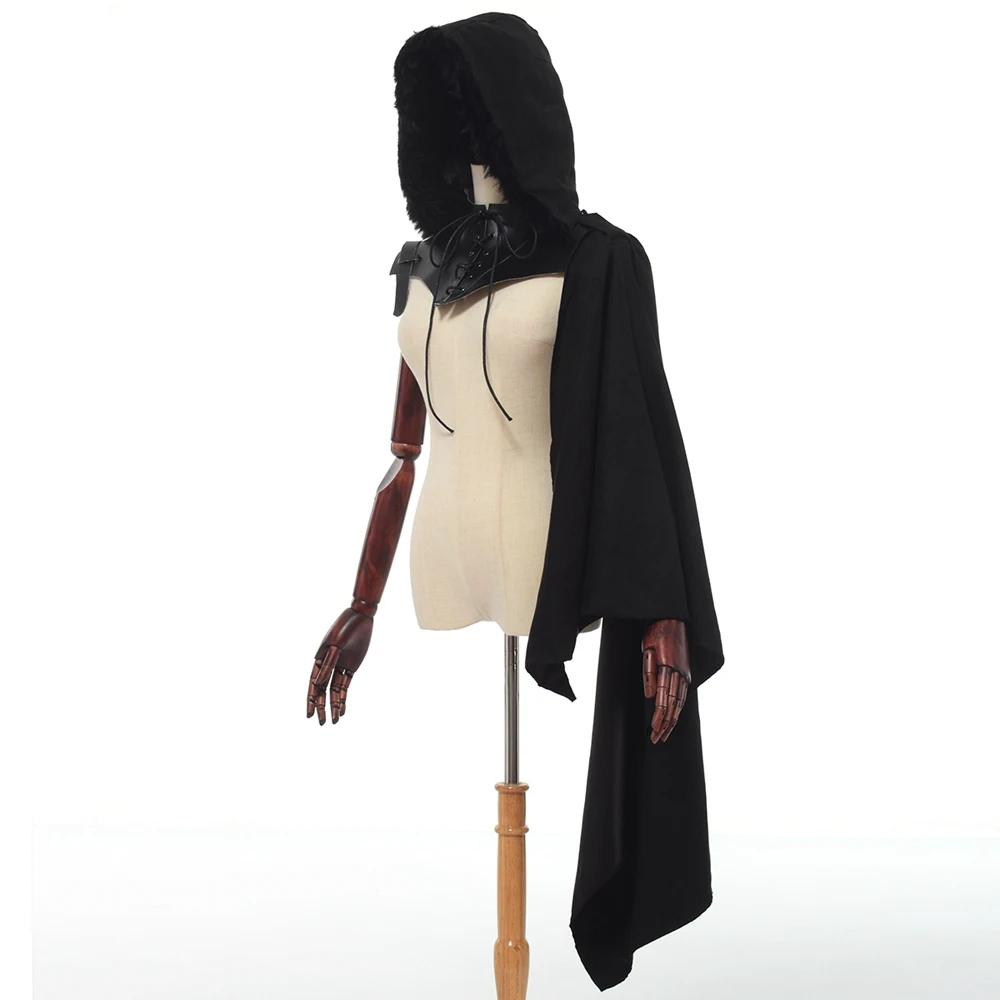 Unisex Vintage Medieval Hooded One Shoulder Cloak Cape for Cosplay image 2