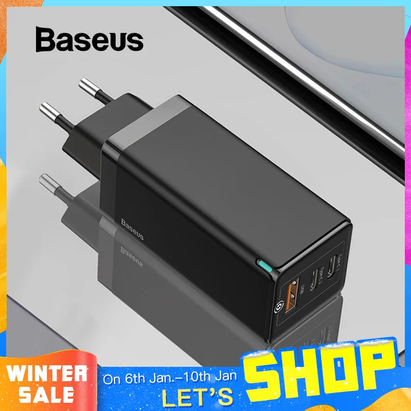 Baseus 65W GaN Fast Charger with Quick Charge 4.0 3.0 AFC SCP USB PD Charger For iPhone 11 Pro Macbook Pro Xiaomi Samsung Huawei