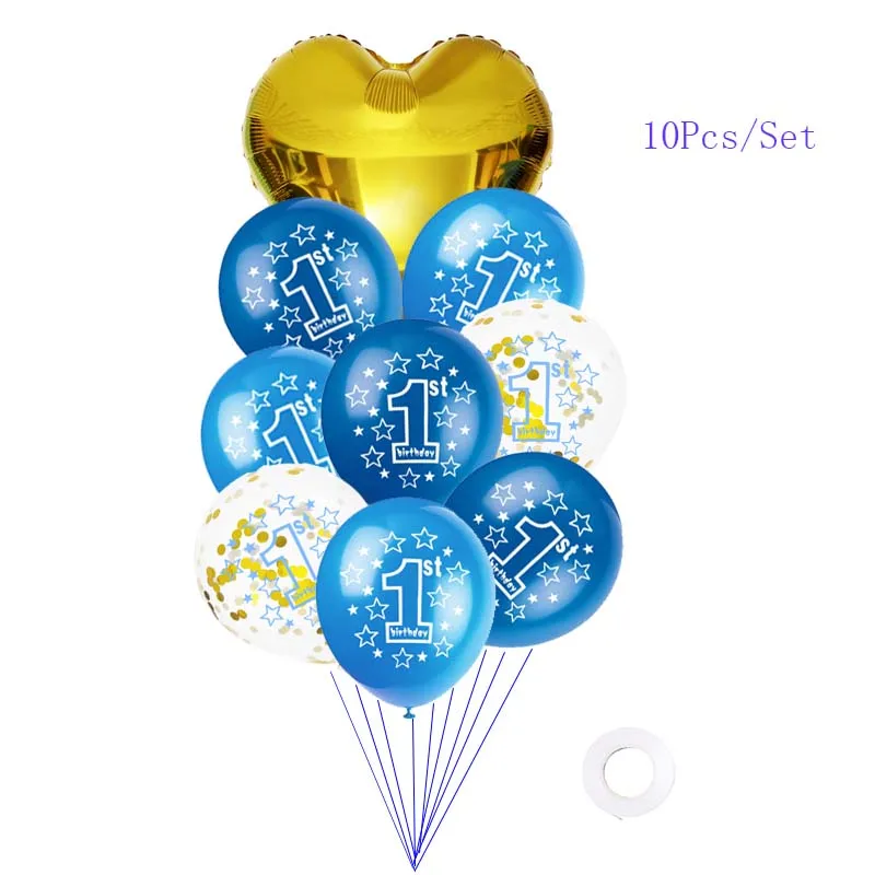 Воздушные шары на 1 день рождения для близнецов 1 год первый день рождения украшение для вечеринки синий розовый для вечеринки в честь будущего малыша мальчик девочка латексные воздушные шары - Цвет: Design-15