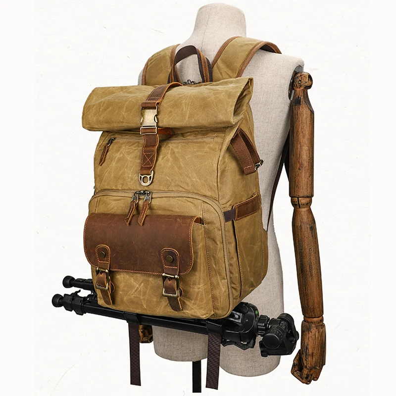 Retro à Prova Mochila de Couro Bolsa da Câmera para Canon Fotografia Dbatiágua Batik Lona Apto 15.4 Polegada Portátil Nikon Dslr - Image 4