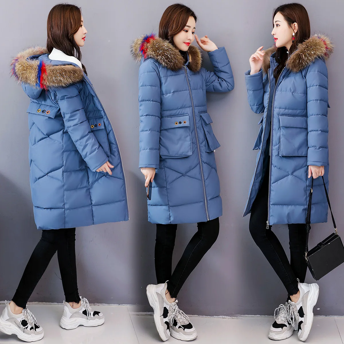 

Cotton-padded Jacket Women's Mid-length Korean-style Loose-Fit down Coat Cotton Coat 2019 Winter New Style Thick Warmth Retentio