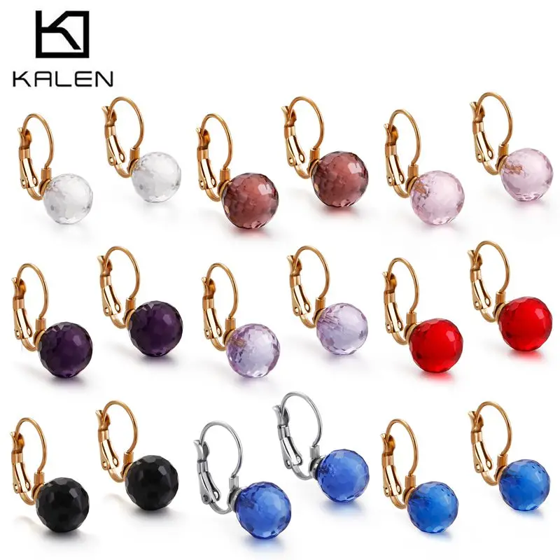 

New Bohemian Colorful Crystal Beads Dangle Earrings Women Stainless Steel Gold/Silver Drop Earrings Fashion Jewelry Gifts