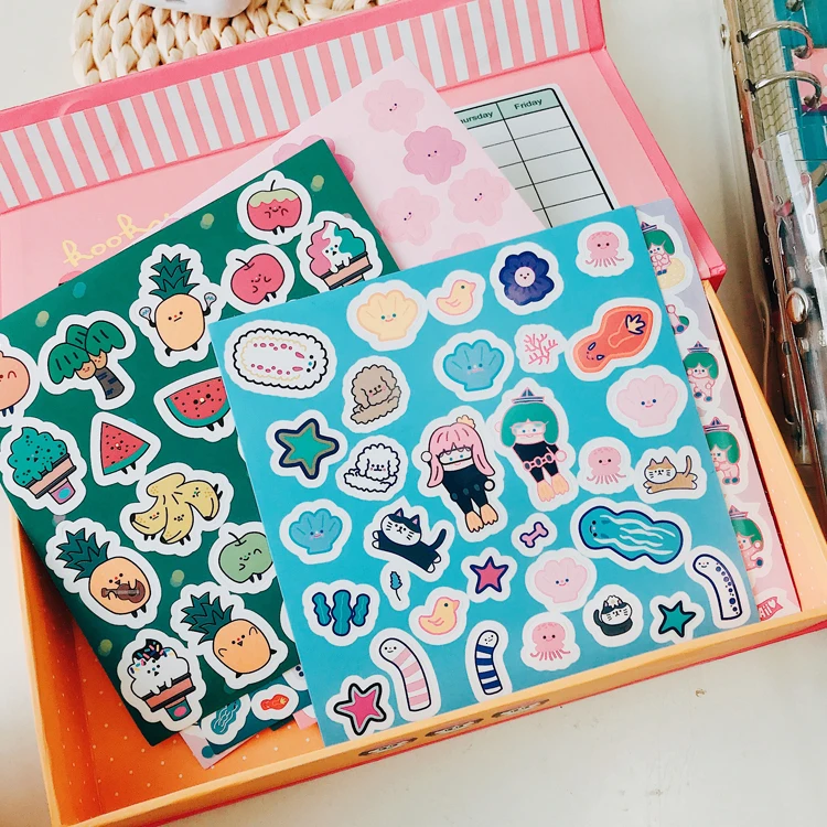

SIXONE 1 Pc Green Hair Girl Cartoon Decorative Sticker Hand Account Wall Sticker Cute Notebook Sticker Korean Campus Stationery