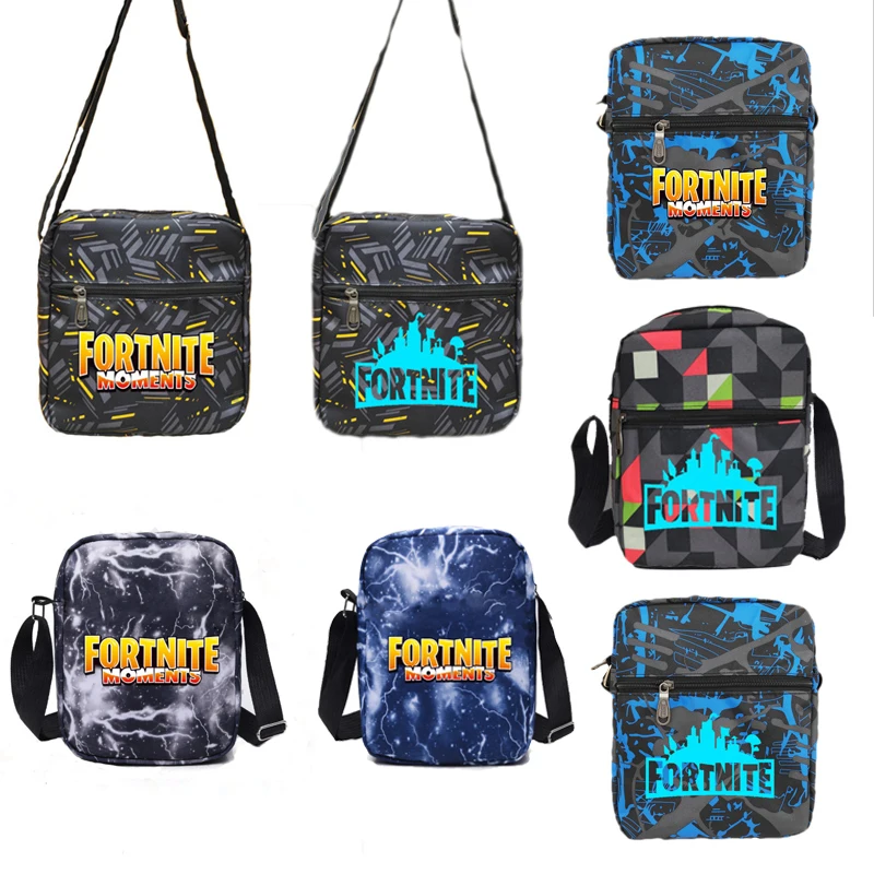 Fortnites-Bolso cruzado Unisex para hombre y mujer, bandolera con diseño de cielo estrellado luminoso, figura de Anime de chico de dibujos animados, bolso escolar, bandolera