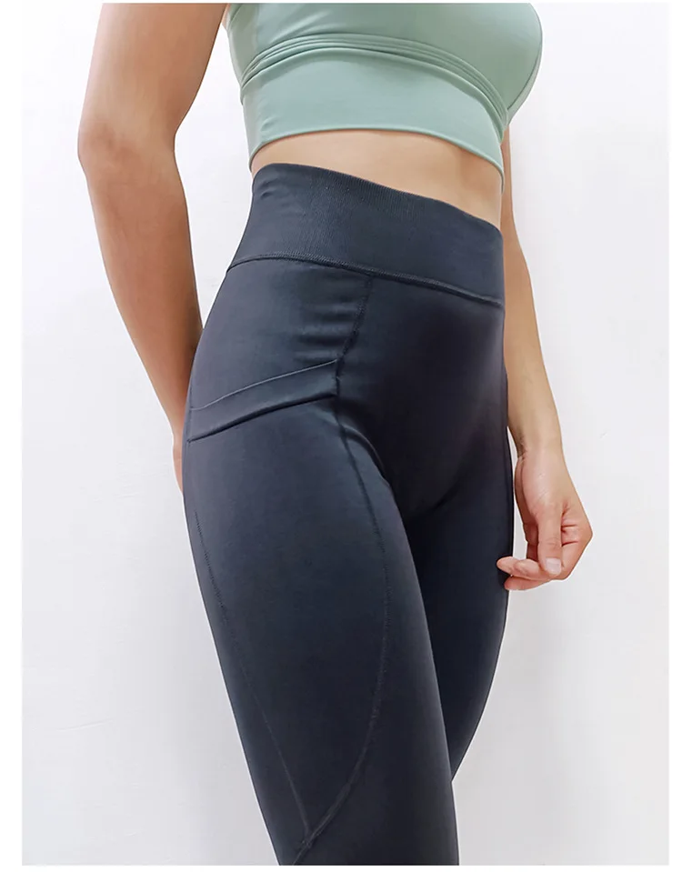 Pantalon de Yoga sans couture pour femmes, Leggings taille haute avec poche, collants longs, sport athlétique, levage des fesses, pantalon d'entraînement, de course
