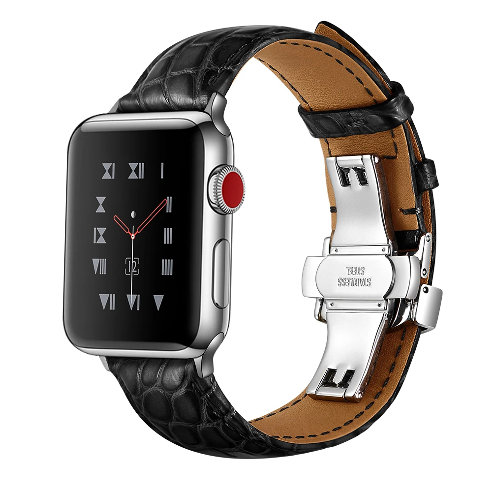 Ремешок из кожи аллигатора для часов Apple watch, 4 ремешка, 44 мм, 40 мм, iwatch, 42 мм, 38 мм, верхний технологический браслет, Apple watch, 3, 21, 5, 44