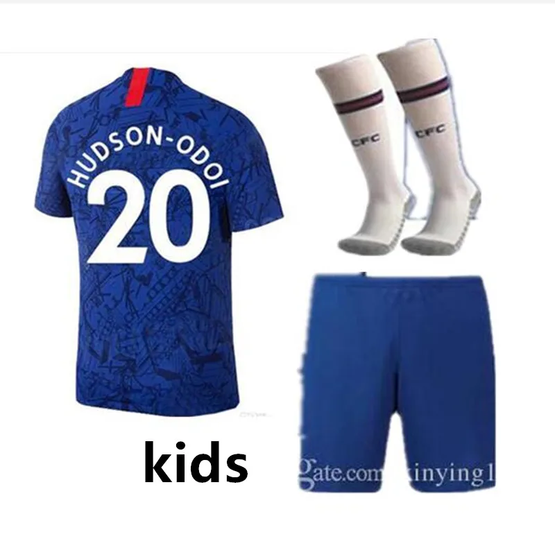 Детский комплект+ носки 19, 20, трикотажные изделия Челси HAZARD KANTE home Out, футбольные футболки PULISIC, HUDSON-ODOI, HIGUAIN, рубашка Челси - Цвет: kids