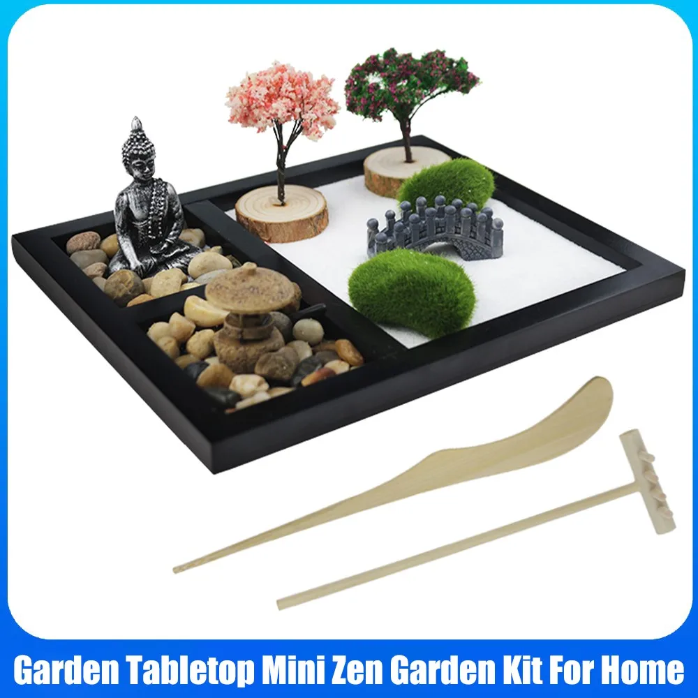 Deluxe Large Office Tabletop Mini Japanese Desktop Meditation Zen Garden 