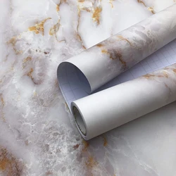 Wokhome White/Gold Contact Paper Marble Matte Self-Adhesive Wallpaper Counter Top Stick on Film Wall Stickers Kitchen Home Decor