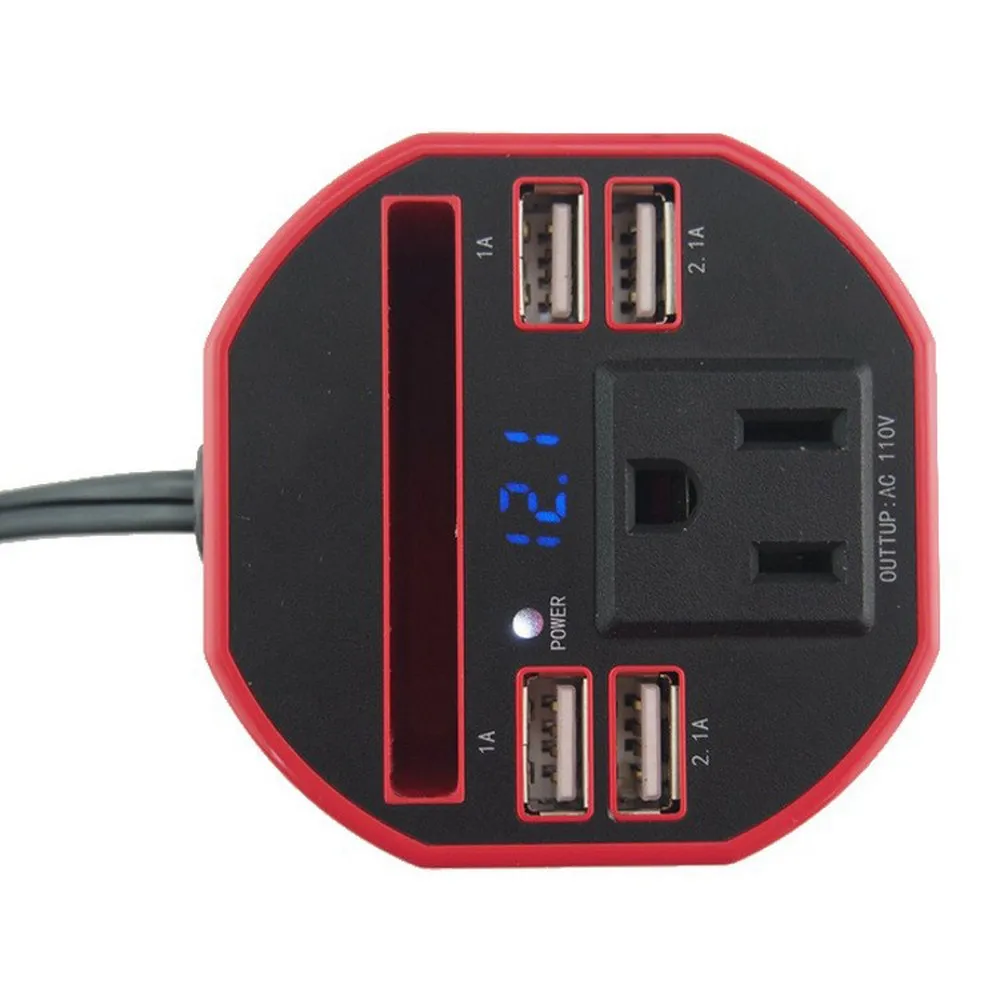 4 USB Инвертор Тип чашки 300 Вт автомобильный инвертор питания DC12V к AC110V/220 V преобразователь напряжения с картой цифровой дисплей автомобиля инвертор