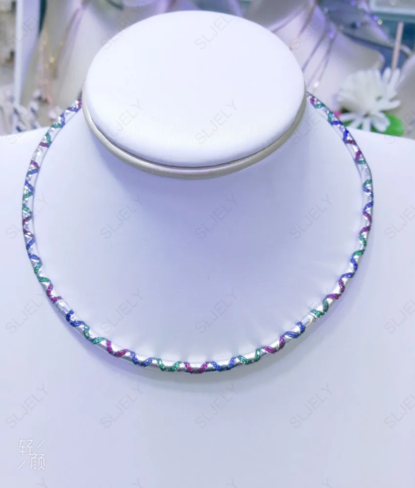 silver color SLJELY, роскошное, настоящее, 925 пробы, серебряное, желтое, золотое, разноцветное, кресты, племенные, колье, регулируемое, ожерелье для женщин, ювелирные изделия Mana - Окраска металла: silver color