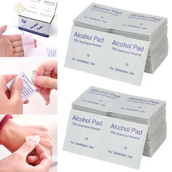 

New 100pcs/Box Portable Alcohol Swabs Wipes Disposable Wound Disinfection Pad Antiseptic Cleaning Sterilization First Aid Home