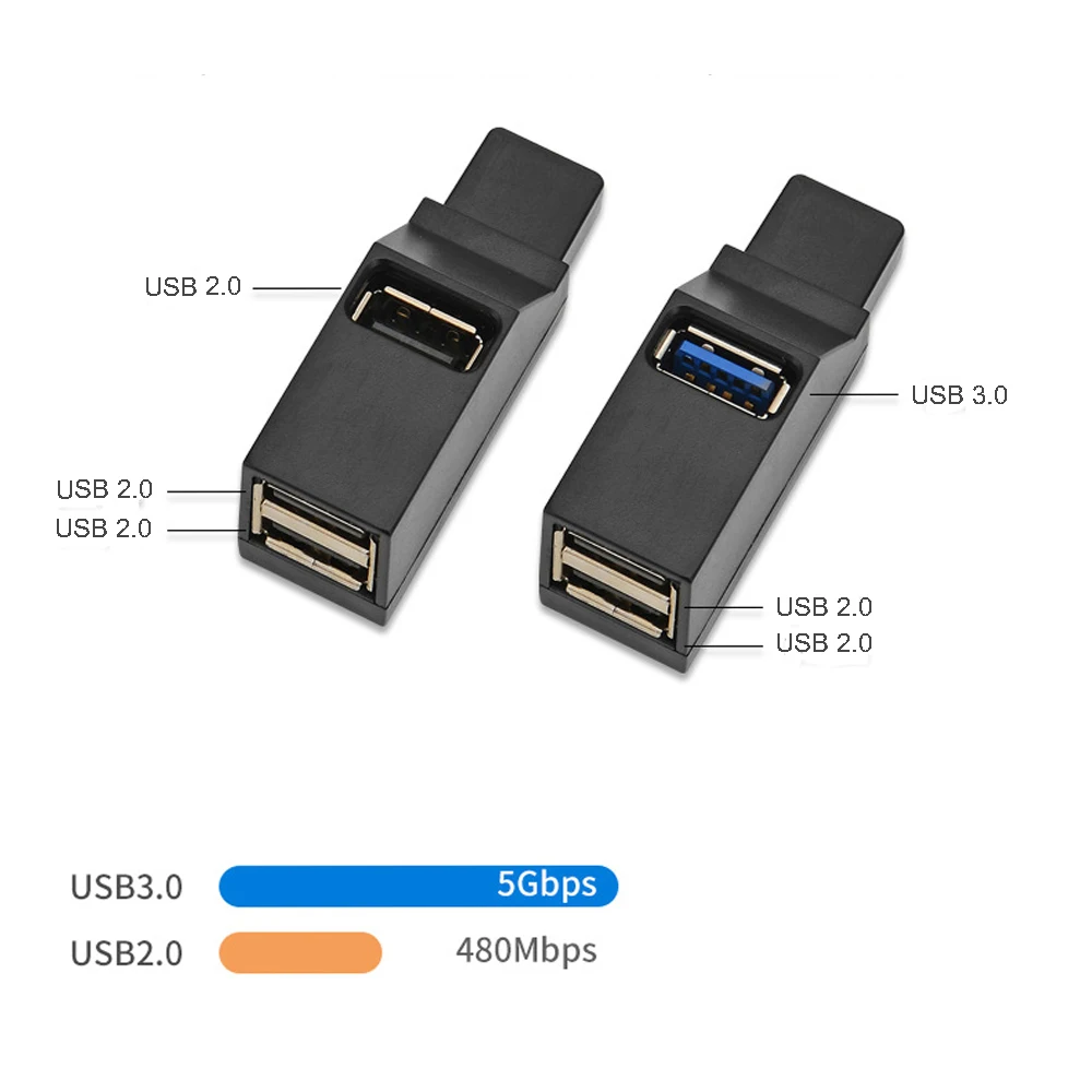

Mini Box Adapter 3 Ports USB HUB High Speed USB 3.0 And USB 2.0 Hub Adapter Data Transfer Splitter For Laptop Computer (A823)