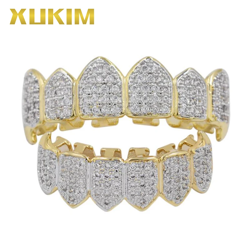 GH276 Xukim Jewelry Foctory Price Drop Ship Hip Hop Teeth Grillz Dental Silver Gold Color Top Bottom | Украшения и аксессуары