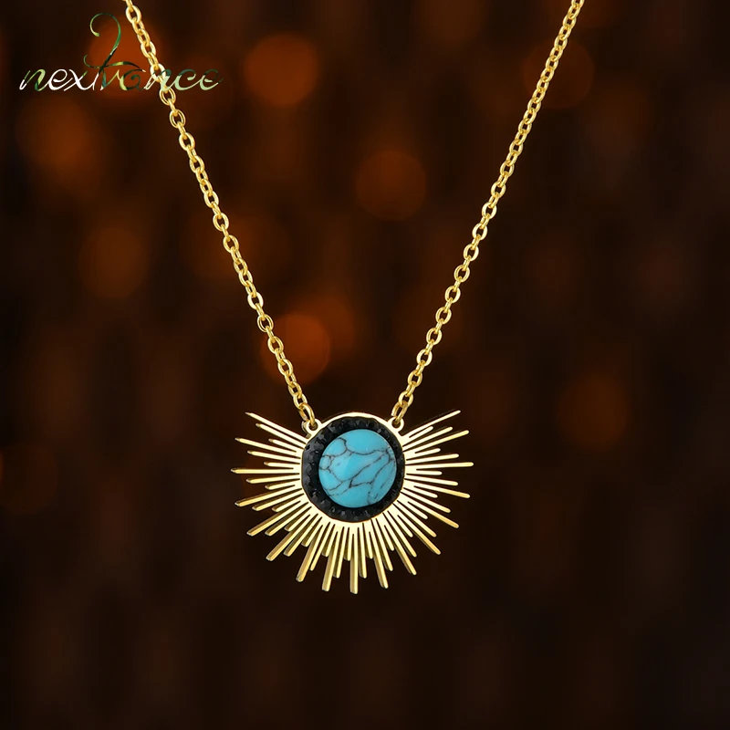 Ожерелье Nextvance из нержавеющей стали с подвеской зеленого камня для девушки