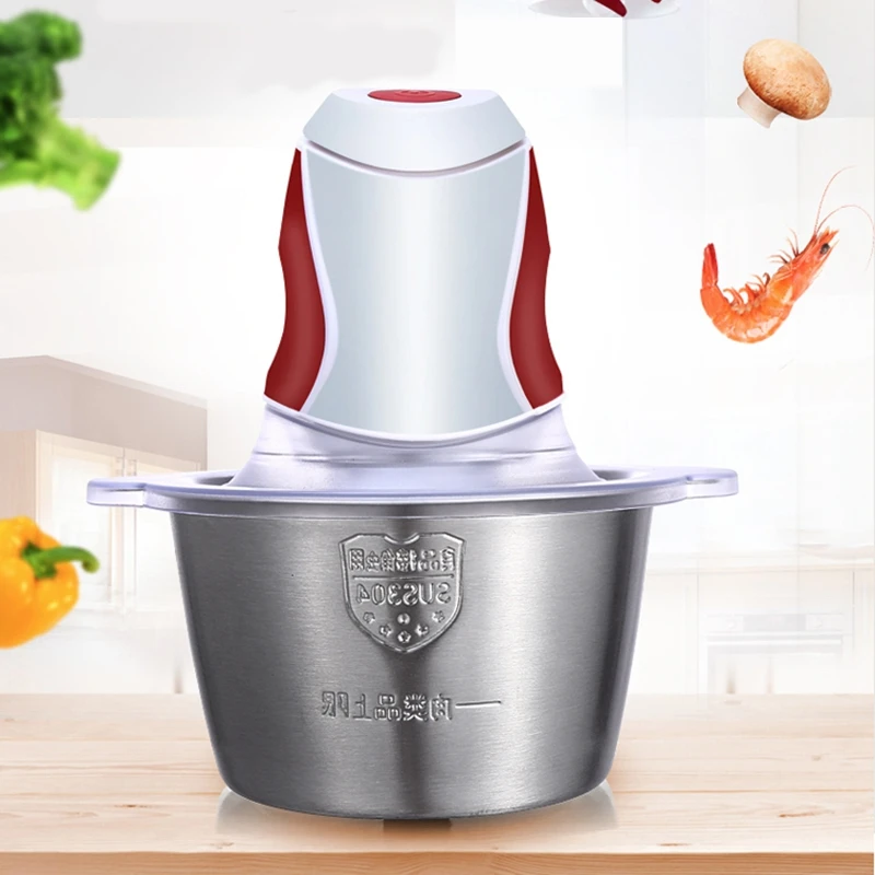 Горячая Распродажа, 2л электрическая мясорубка, миксер, измельчитель, бытовая машина, 200 Вт, нержавеющая сталь, электрическая мясорубка