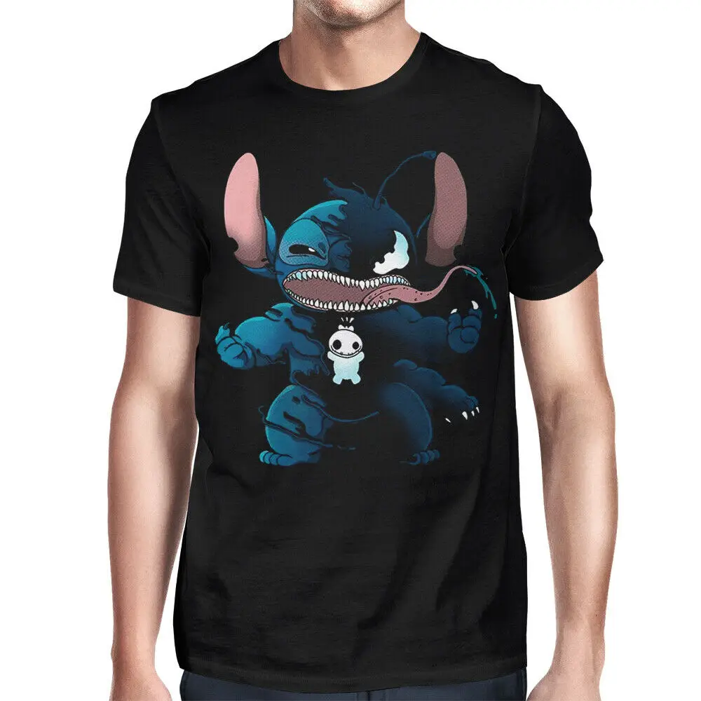 

Stitch Venom T-Shirt, Lilo And Stitch Disney Marvel Comics Funny Tee Tops wholesale Tee custom Environtal printed Tshirt cheap w