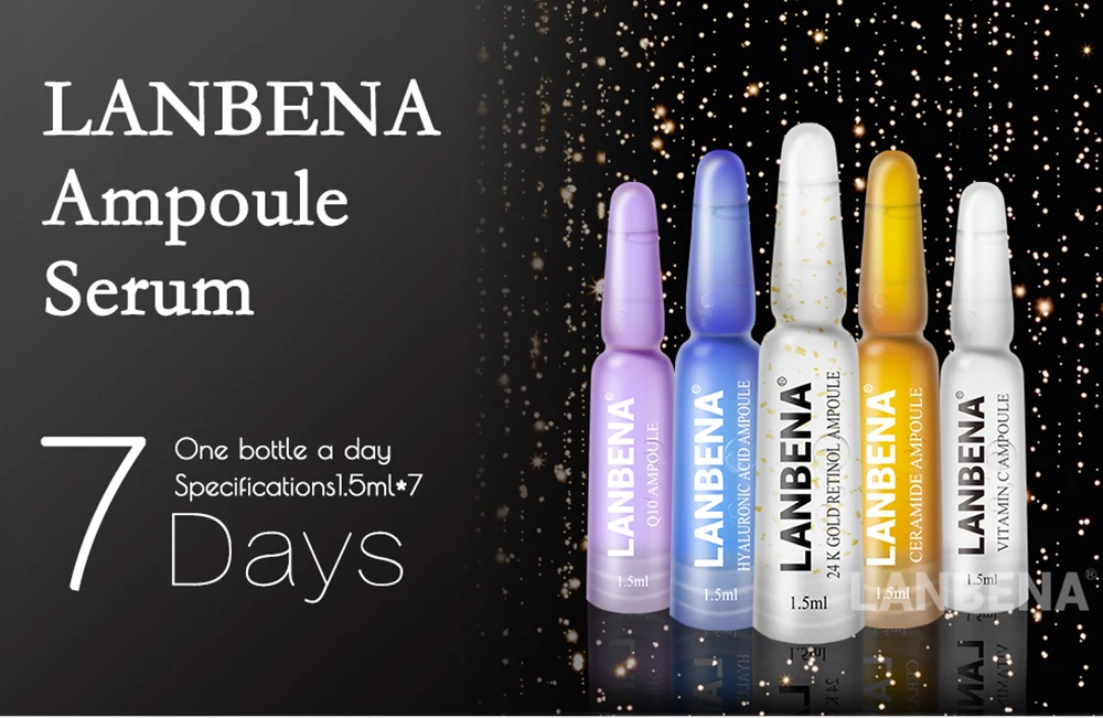 LANBENA Face Serum Hyaluronic Acid Vitamina C 24K Gold Ampoule Serum Anti-Aging Wrinkle Firming Whitening Moisturizing Essence