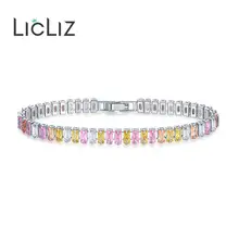 LicLiz Новая мода 6 цветов циркон Хрустальный Теннисный браслет для женщин цвет ful CZ белый золотой цвет коробка цепь ювелирные изделия LUB0181J