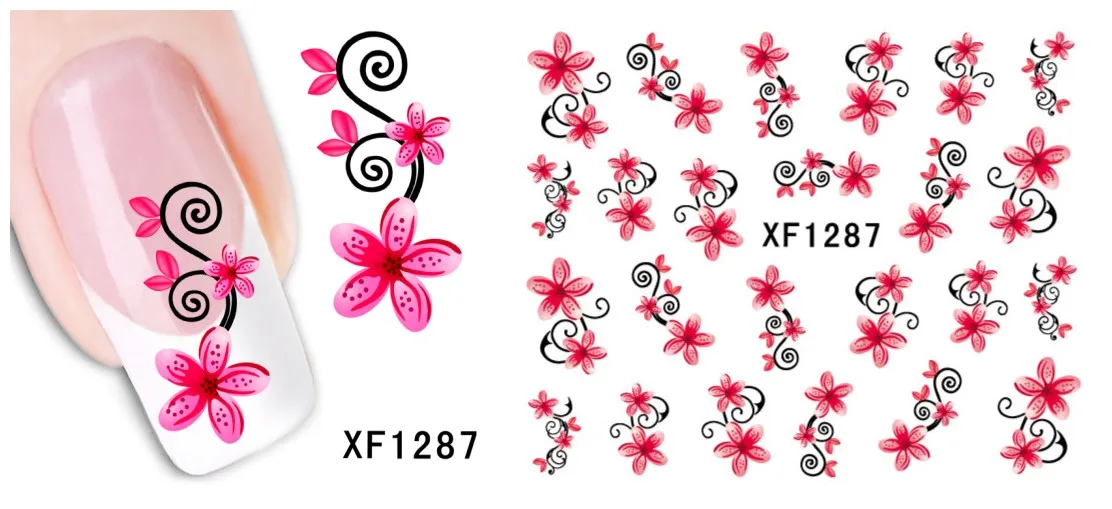 XF1287 5 листов/партия, сделай сам, Водные Наклейки для ногтей, Змеиный маникюр, дизайн, мода, 3D, греческие буквы, наклейки для ногтей, переводные наклейки для ногтей - Цвет: XF1287