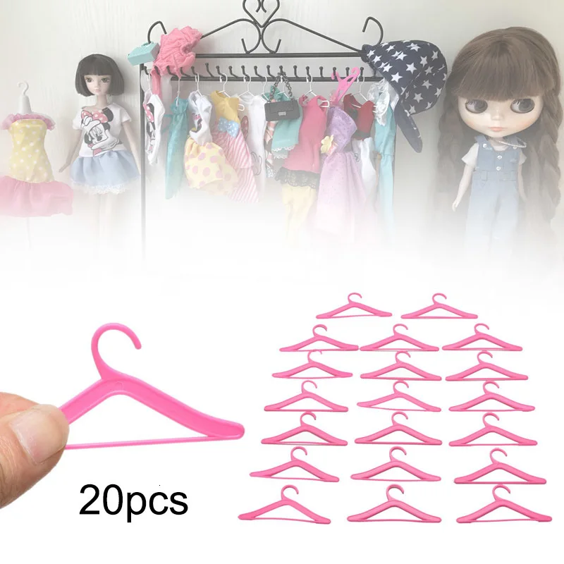 20 шт./упак. кукла платье вешалка для одежды, держатель игрушки аксессуары пластик розовый