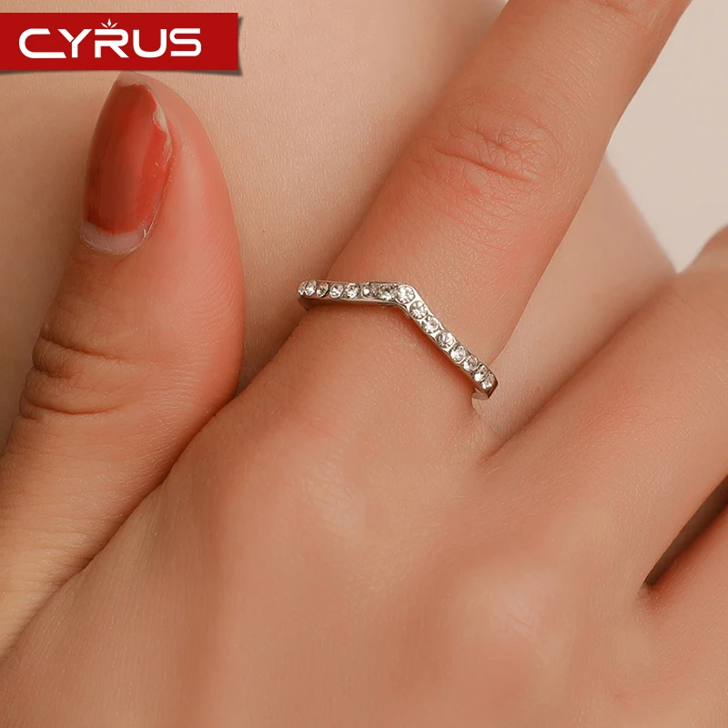 

Single Ring V-shaped Inlaid Crystal Ring Boho Jewelry Vintage Statement Simple Woman Unique Mujer Jewelry Party Gifts