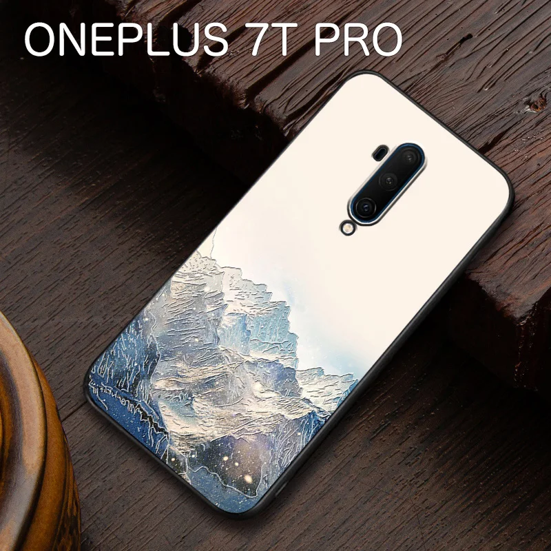 

ONEPLUS7TPRO Embossed vintage East Asian Chinese Japanese style case For ONEPLUS 7T PRO Snow Mountain Decree Crane cover
