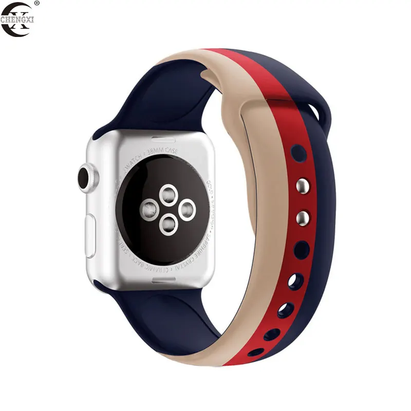 Ремешок для Apple Watch series 5 4 3 2 1 силиконовый ремешок для iWatch цветной мягкий сменный AW адаптер 38 40 42 44 мм аксессуары