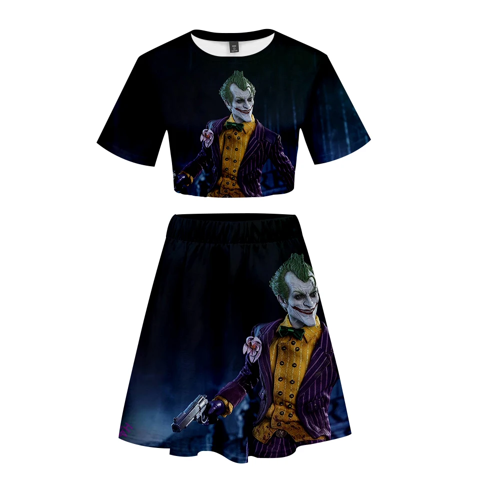 Frdun/костюм с объемной короткой юбкой с изображением Джокера из мультфильма «Бэтмен хаха» футболка с короткими рукавами и короткая юбка