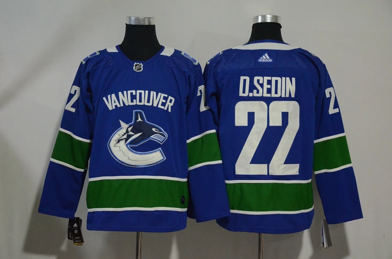 Сшитые Ванкувер Мужские взрослые#33 Henrik Sedin 53 Bo Horvat 22 danel Sedin Джерси