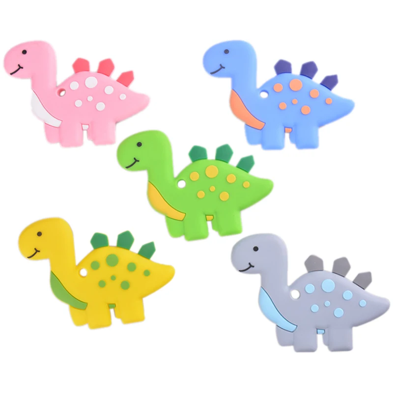 

Dinosaur cartoon silicone beads baby teether safe high quality teether