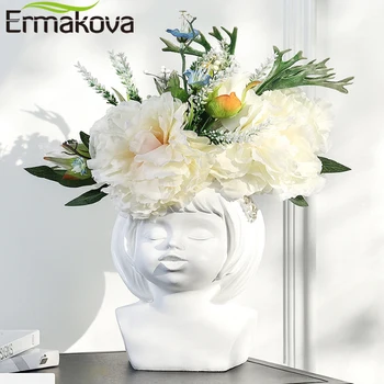 

ERMAKOVA Nordic Bubble Girl Flower Pot Figurine Resin Modern Art Craft Home Flower Arrangement Home Decoration Wedding Gift