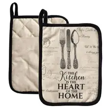 Термостойкие перчатки, Ретро хлопковые холщовые теплоизоляционные прокладки, простые и живые, могут использоваться в качестве изоляции, Нескользящие