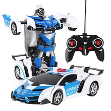 1/18 Electric Telecontrol Car 1 Button Remote Control Deformable Vehicle Robot Simulation Deformation Car Model Cool Toys Gift