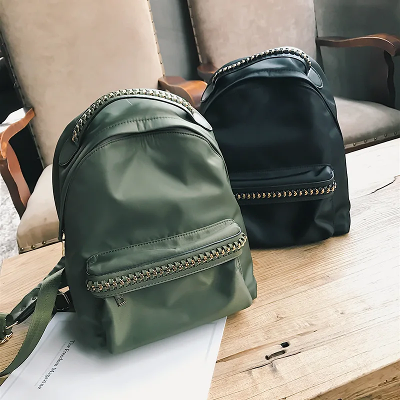 

2019 new nylon shoulder bag retro large capacity chain women's bag