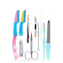 10 шт. маникюрный набор с бровями кусачки для ногтей мертвая лопатка для кожи портативные ножницы инструменты для красоты