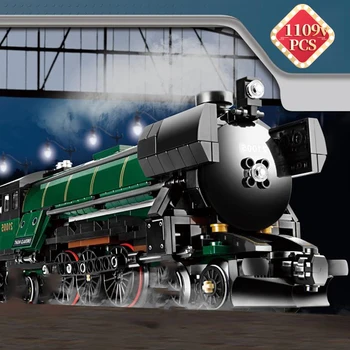 

Building Block Technic Retro Green MOC Winter Holiday Train Designer Vehicle Kit Bricks Kid Toys Gifts for Adult