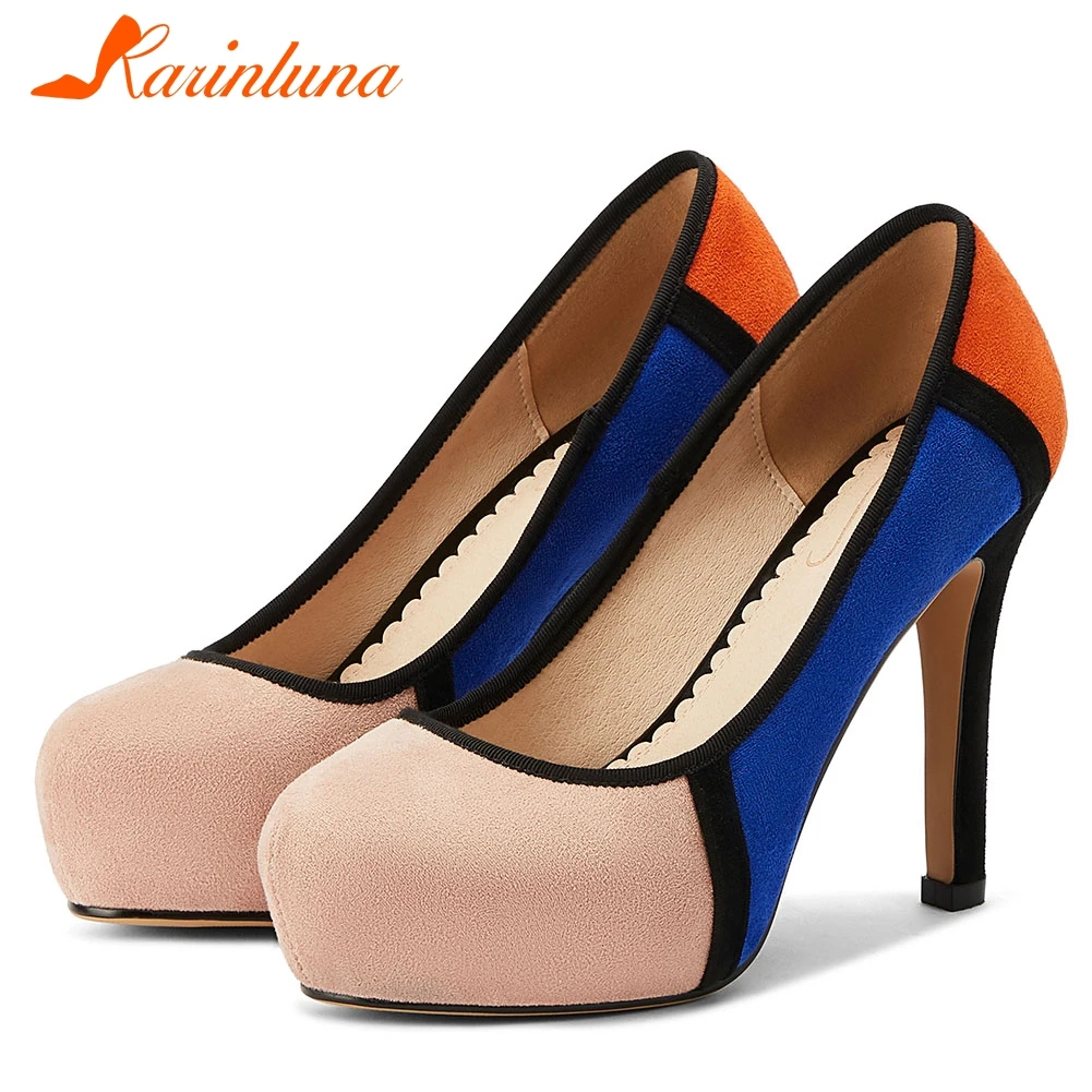 

KARINLUNA Hot Sale Classic Ladies High Heels Pumps Elegant Office Shallow Pumps Women Spring mixed-color Shoes Woman