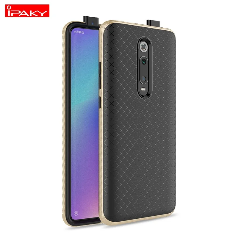 Для Red mi K20 Чехол IPAKY PC бампер силиконовый mi 9T мягкая задняя 2 в 1 Гибридный противоударный бронированный чехол для Xiao mi Red mi K20 Pro Чехол - Цвет: Gold
