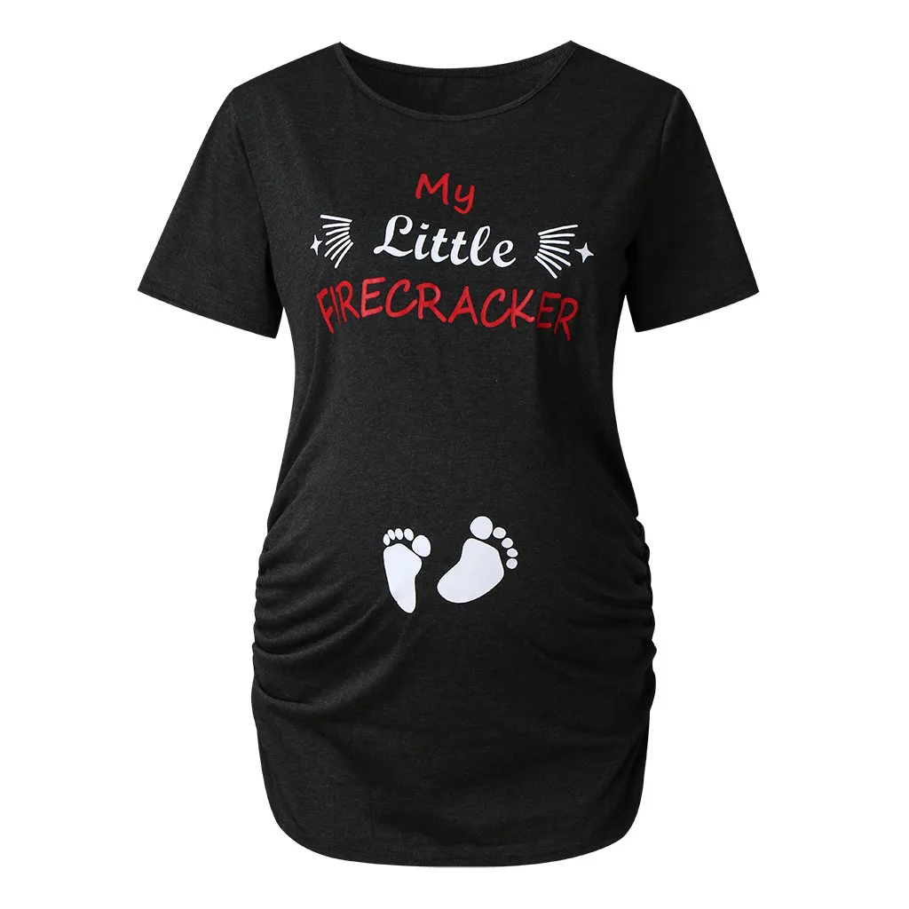 

Women Maternity Print Short Sleeved Round Neck Blouse loose Casual Tops Clothes Blouse Maternity Clothings Breastfeeding tops