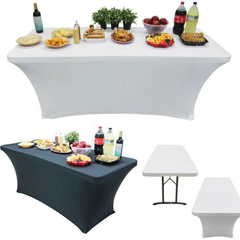 

Stretchable Tablecloth Home Restaurant Dining Table Polyester Elastic Cover Wedding Party Tablecloth