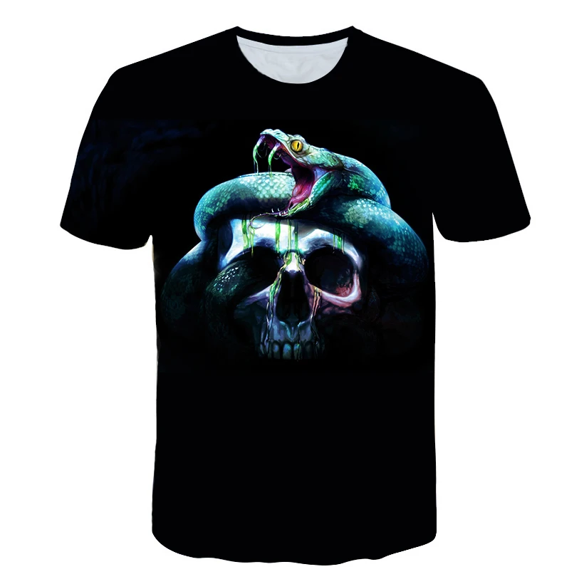Футболка с черепом PINSHUN детская футболка в стиле панк-рок футболка с пистолетом футболка с 3D-принтом детская Готическая мужская одежда летние топы - Цвет: TX-271