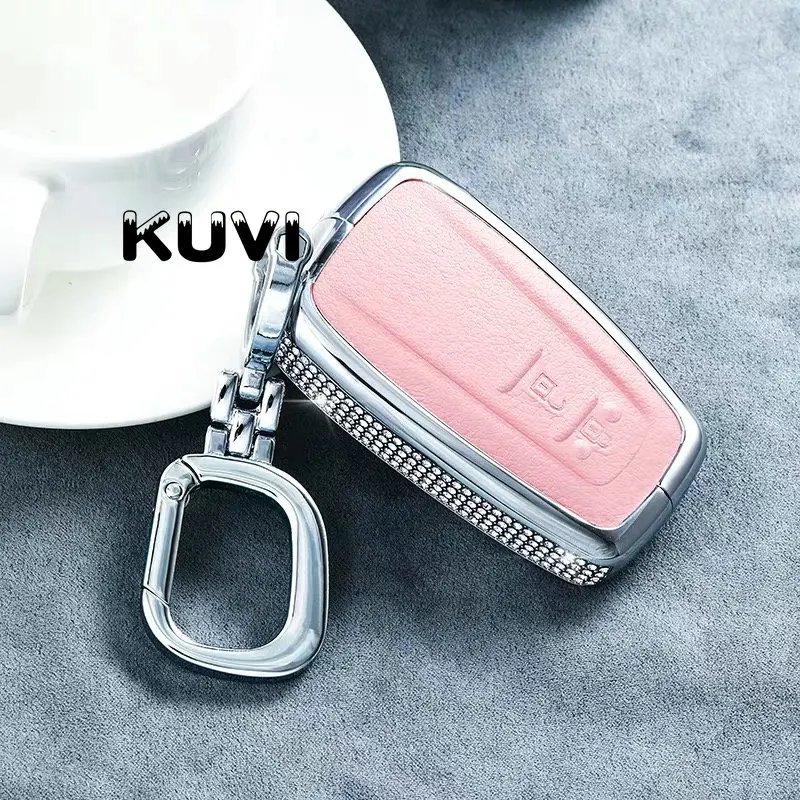 2 button pink Роскошный чехол для ключей из сплава с бриллиантами для Toyota Camry Corolla C-HR CHR Prado RAV4 Prius - Название цвета: 2 button pink